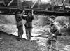 2 Troops Bailey Bridge at Penicuik circa late 50s.  Johnny Whitern, John Donaldson with an officer looking on.