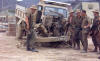 Al-Milah 1965 Commer 4x4 after being driven over a mine.