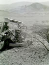 Wreckage of 3 tonner which ran over a mine. Al-Milah 1965